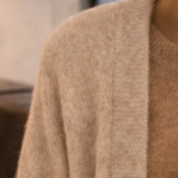 NWOT Wool Blend Oversized Very Soft Tan Open Front Knit Cardigan - Picture 2 of 13